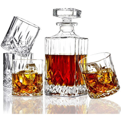 Italian Crafted Crystal Whiskey Decanter & Whiskey Glasses Set - Available at Wooden Cork
