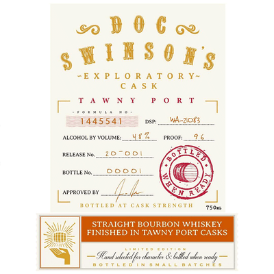 Doc Swinson’s Exploratory Cask Tawny Port Straight Bourbon - Available at Wooden Cork