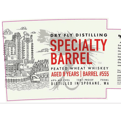 Dry Fly Specialty Barrel 8 Year Peated Wheat Whiskey Barrel No. 555 - Available at Wooden Cork
