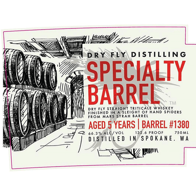 Dry Fly Specialty Barrel No. 1380 5 Year Straight Triticale Whiskey Finished in Sleight of Hand Spiders from Mars Syrah Barrel - Available at Wooden Cork