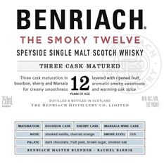BenRiach 12 Years Old The Smoky Twelve Three Cask Matured Speyside Single Malt Scotch Whisky - Available at Wooden Cork