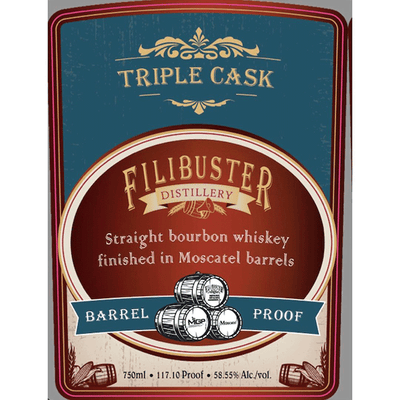 Filibuster Triple Cask Straight Bourbon Finished in Moscatel Barrels - Available at Wooden Cork