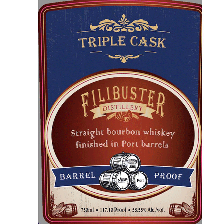 Filibuster Triple Cask Straight Bourbon Finished in Port Barrels - Available at Wooden Cork