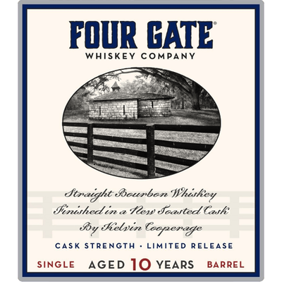 Four Gate 10 Year Straight Bourbon Finished in New Toasted Cask by Kelvin Cooperage - Available at Wooden Cork