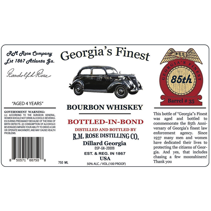 R.M. Rose Georgia’s Finest Bottled in Bond Bourbon - Available at Wooden Cork
