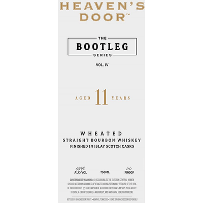 Heaven’s Door The Bootleg Series Vol. IV 11 Year Wheated Straight Bourbon Finished in Islay Scotch Casks - Available at Wooden Cork