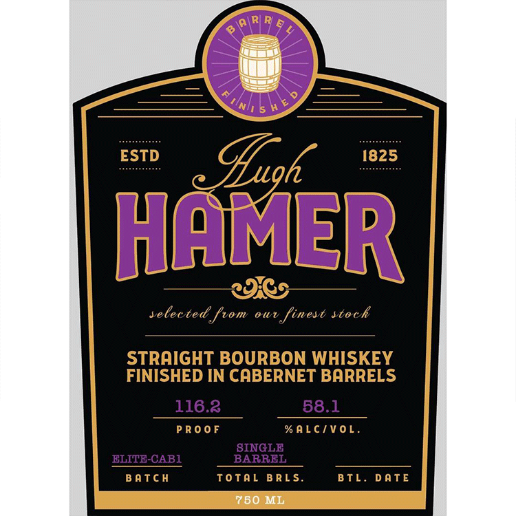 Hugh Hamer Straight Bourbon Finished in Cabernet Barrels - Available at Wooden Cork