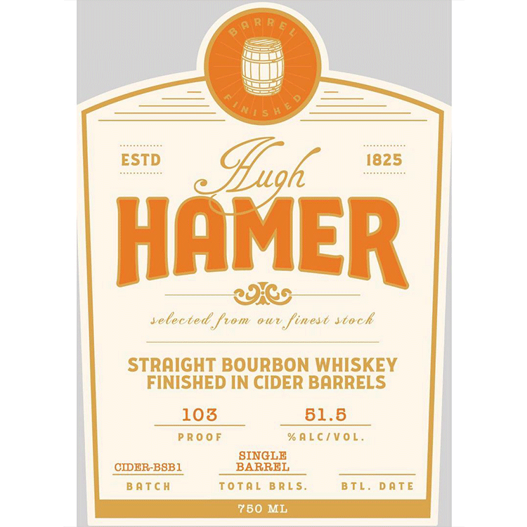 Hugh Hamer Straight Bourbon Finished in Cider Barrels - Available at Wooden Cork