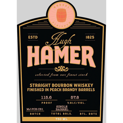 Hugh Hamer Straight Bourbon Finished in Peach Brandy Barrels - Available at Wooden Cork