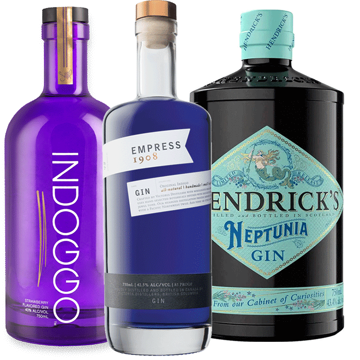 Empress Gin & Hendrick's Neptunia Gin & INDOGGO Gin Bundle - Available at Wooden Cork