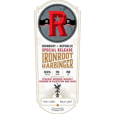 Ironroot Harbinger Special Release Straight Bourbon Finished in Plantation Rum Casks - Available at Wooden Cork