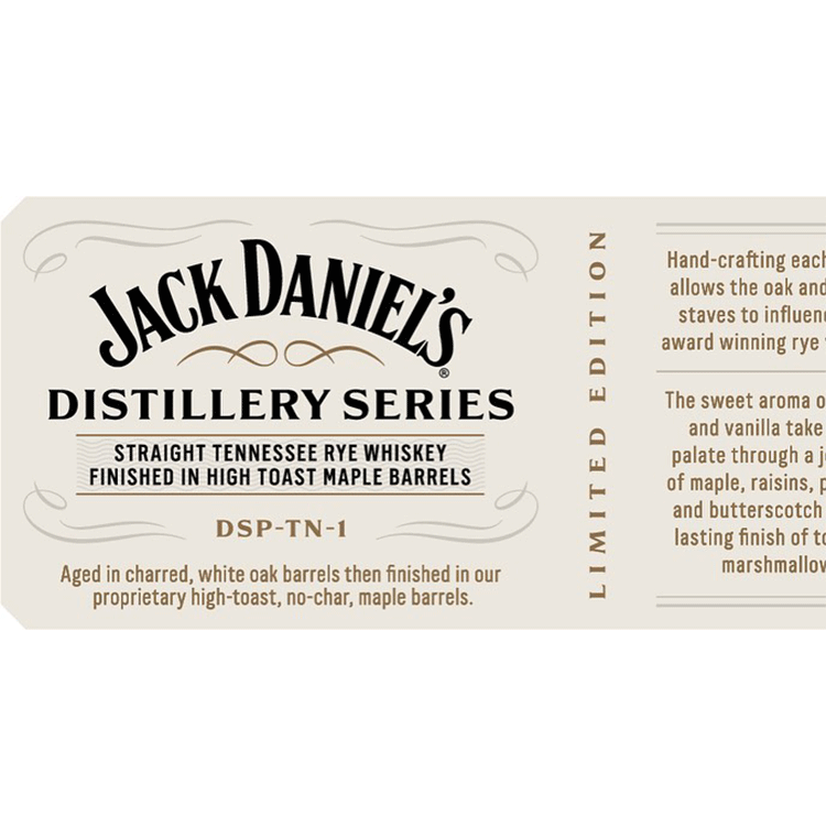 Jack Daniel’s Distillery Series Straight Tennessee Rye Finished in Toasted Maple Barrels - Available at Wooden Cork