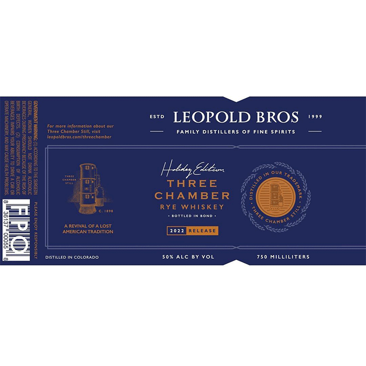 Leopold Bros 2022 Holiday Edition Three Chamber Rye Bottled in Bond - Available at Wooden Cork
