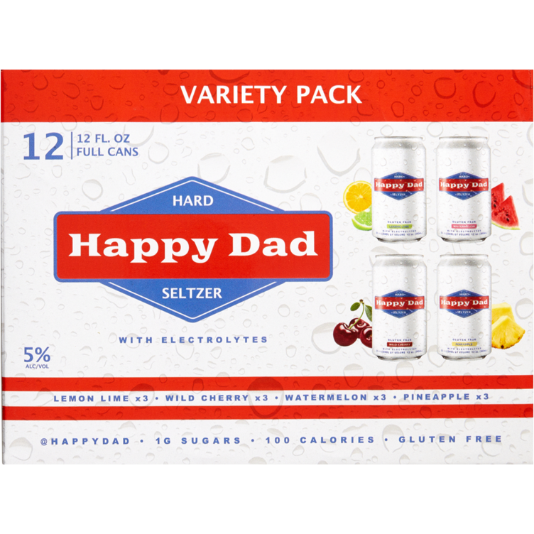 Happy Dad Hard Seltzer Variety 12pk 12oz Can 5.0% ABV - Available at Wooden Cork