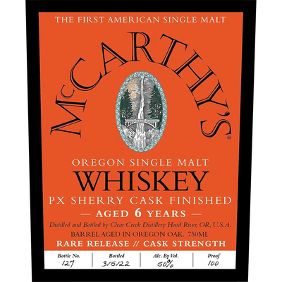McCarthy’s 6 Year Oregon Single Malt PX Sherry Cask Finish - Available at Wooden Cork