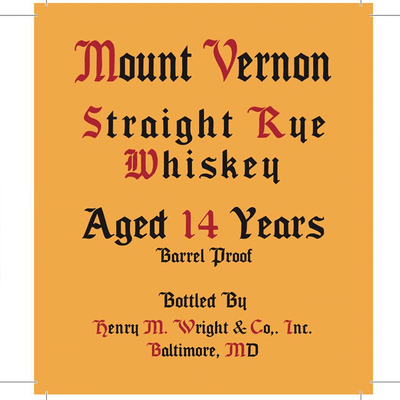Mount Vernon 14 Year Straight Rye - Available at Wooden Cork