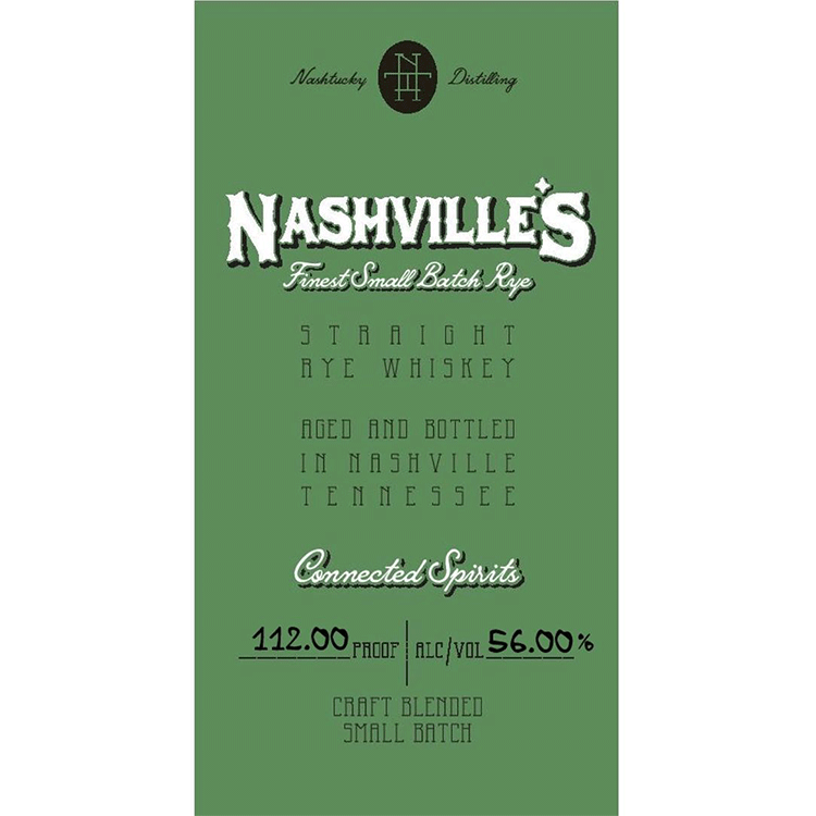 Nashtucky Distillery Nashville’s Finest Straight Rye - Available at Wooden Cork