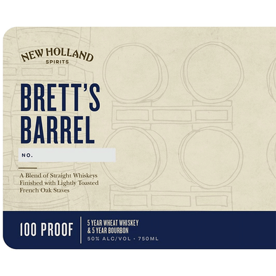 New Holland Spirits Brett’s Barrel Blend of Straight Whiskeys Finished with Lightly Toasted French Oak Staves - Available at Wooden Cork