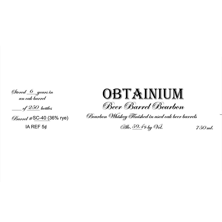Obtanium Beer Barrel Bourbon - Available at Wooden Cork
