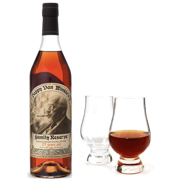 Pappy Van Winkle 15 Year Bourbon with Glencairn Set Bundle - Available at Wooden Cork