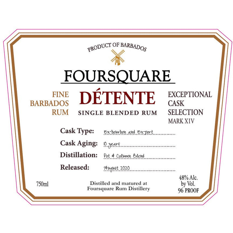 Foursquare Distillery Exceptional Cask Selection Mark XIV 10 Years Old Détente Single Blended Rum - Available at Wooden Cork