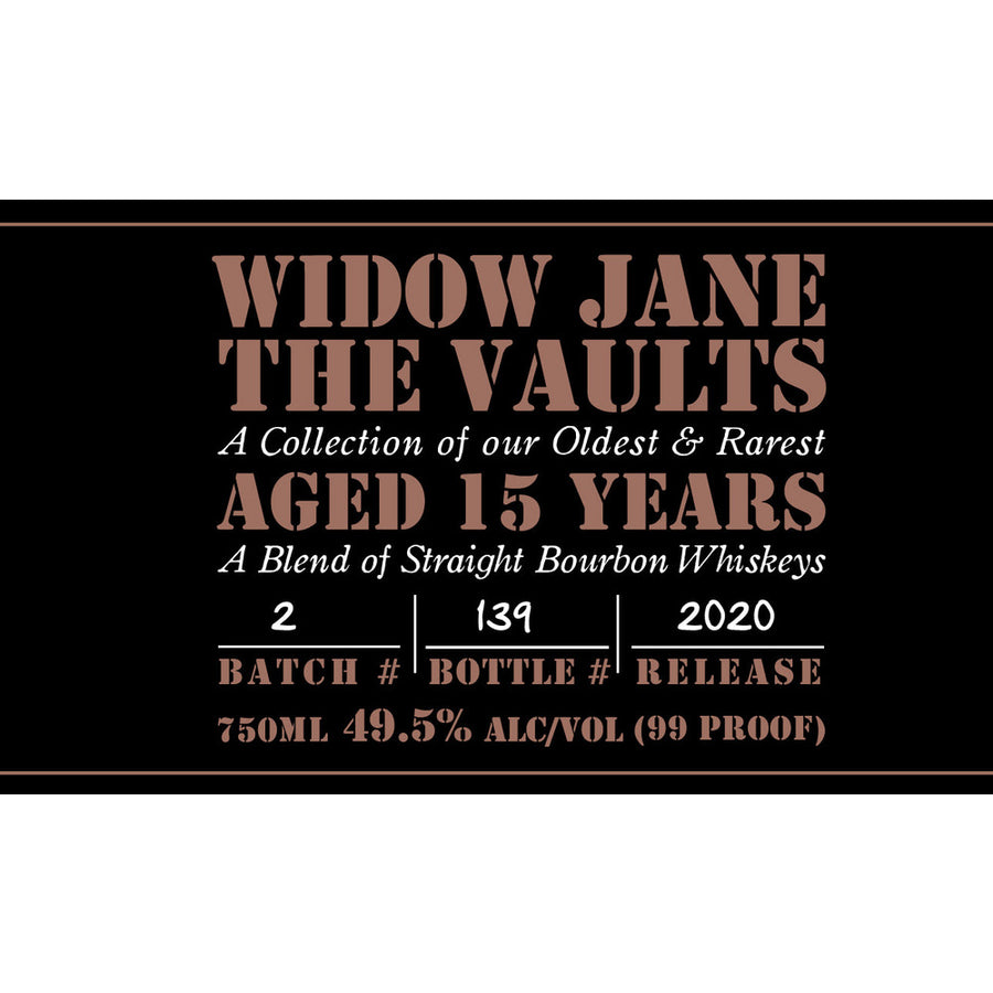 Widow Jane The Vaults 15yr Bourbon Whiskey - Available at Wooden Cork