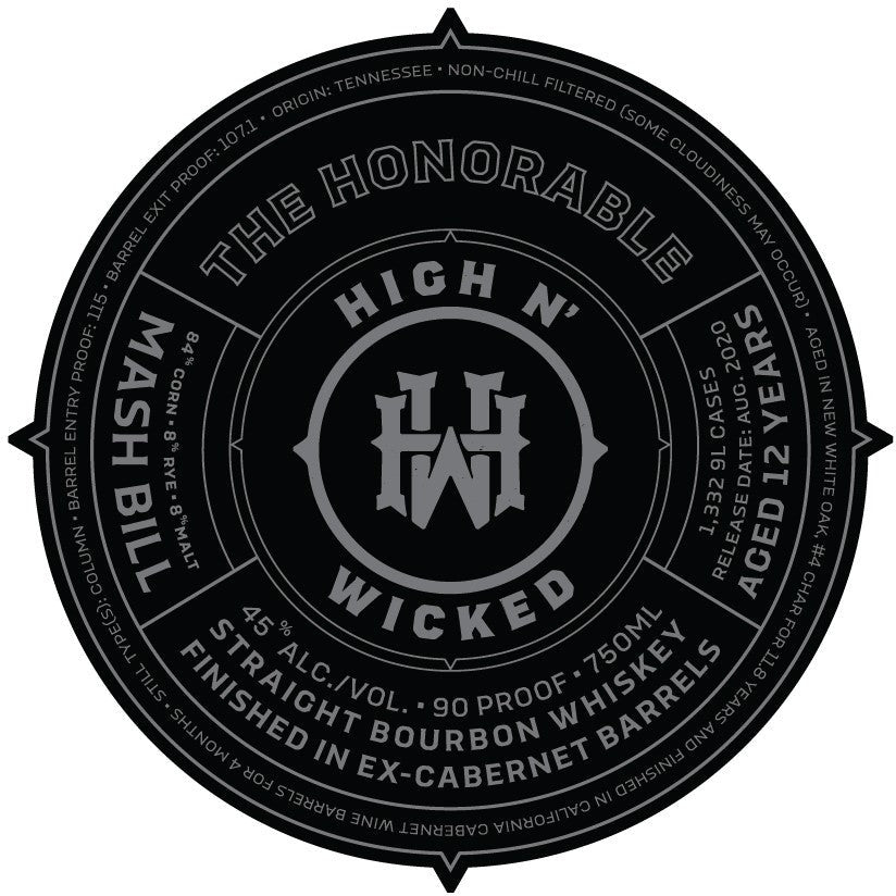 High N' Wicked The Honorable Straight Bourbon Whiskey - Available at Wooden Cork