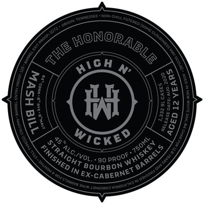 High N' Wicked The Honorable Straight Bourbon Whiskey - Available at Wooden Cork