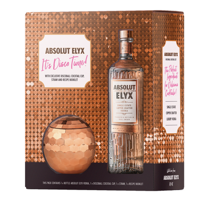Absolut Elyx Handcrafted Vodka with Disco Ball Cup - Available at Wooden Cork