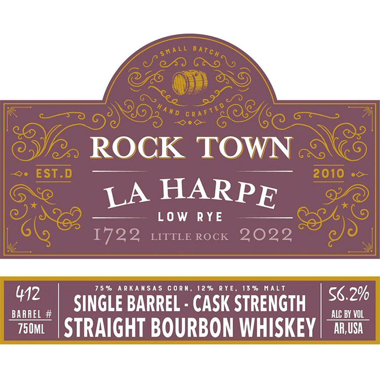 Rock Town Single Barrel Cask Strength La Harpe Straight Bourbon - Available at Wooden Cork