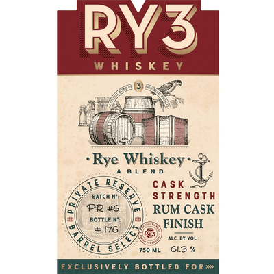 RY3 Whiskey Rum Cask Finish Private Reserve Barrel Select - Available at Wooden Cork