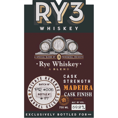 RY3 Whiskey Cask Strength Madeira Cask Finish - Available at Wooden Cork