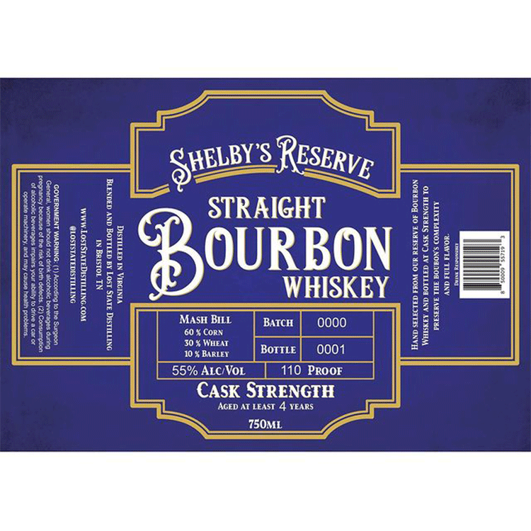 Lost State Shelby’s Reserve Straight Bourbon (Virginia) Cask Strength - Available at Wooden Cork