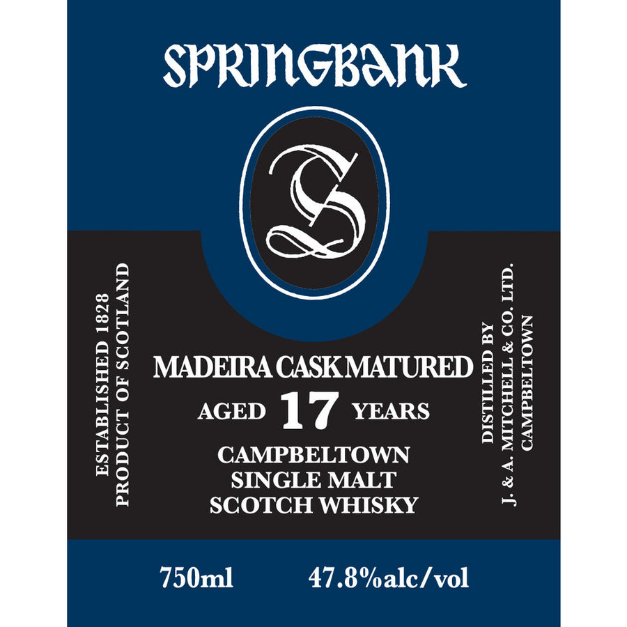 Springbank 17 Year Madeira Cask Single Malt Scotch Whisky - Available at Wooden Cork