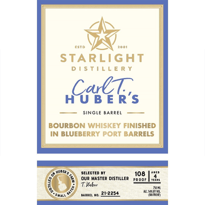 Starlight Bourbon Finished in Blueberry Port Barrels - Available at Wooden Cork