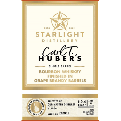 Starlight Bourbon Finished in Grape Brandy Barrels - Available at Wooden Cork