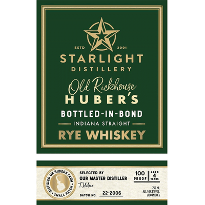 Starlight Bottled in Bond Indiana Straight Rye - Available at Wooden Cork