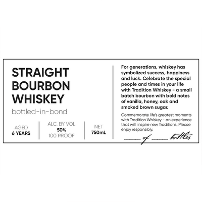 Cats’s Eye Tradition 6 Year Bottled in Bond Straight Bourbon - Available at Wooden Cork