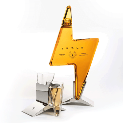 Tesla Limited Edition Anejo Tequila with matching Shot Glass Set - Available at Wooden Cork