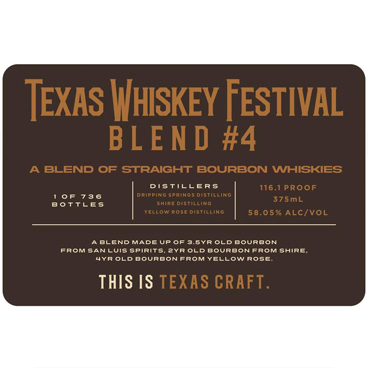 Crowded Barrel Texas Whiskey Festival Blend No. 4 Blend of Straight Bourbons - Available at Wooden Cork