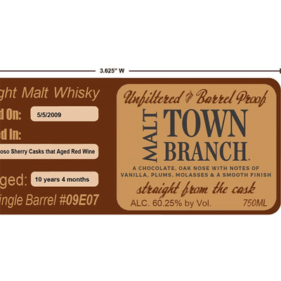 Town Branch Straight Malt aged in Oloroso Sherry Cask Select Single Barrel - Available at Wooden Cork
