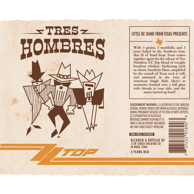 Tres Hombres ZZ Top Bourbon Finished in Single Malt Casks - Available at Wooden Cork
