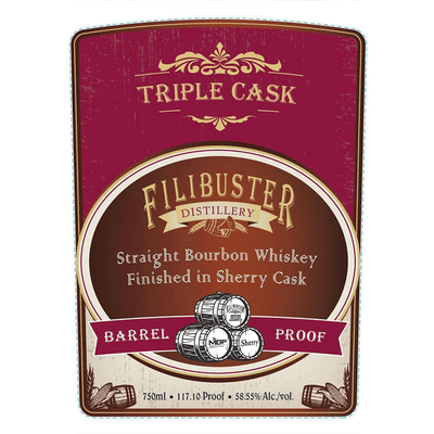 Filibuster Triple Cask Straight Bourbon Finished in Sherry Cask - Available at Wooden Cork