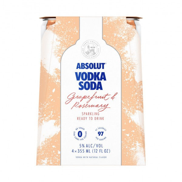 Absolut Ready to Drink Grapefruit & Rosemary Vodka Soda 4pk Cans - Available at Wooden Cork