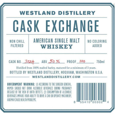 Westland Distillery Cask Exchange American Single Malt Whiskey 100 Proof - Available at Wooden Cork