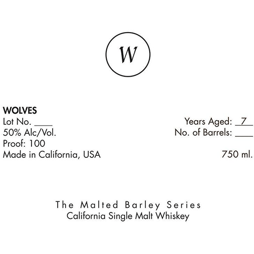 Wolves The Malted Barley Series 7 Year California Single Malt - Available at Wooden Cork
