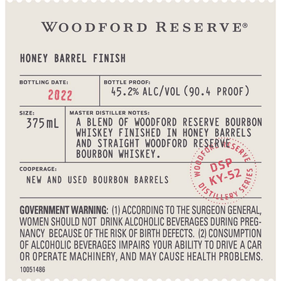 Woodford Reserve Honey Barrel Finish Bourbon - Available at Wooden Cork