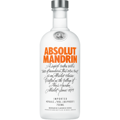 Absolut Mandrin Flavored Vodka - Available at Wooden Cork